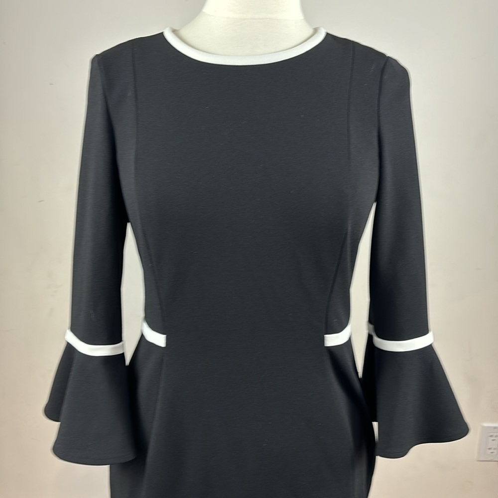 Calvin Klein Black Midi Dress with White Accents - Picture 2 of 6